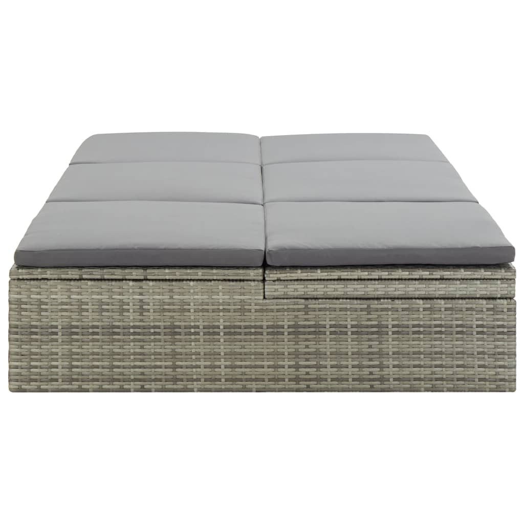 Bain de soleil avec coussin poly rotin gris