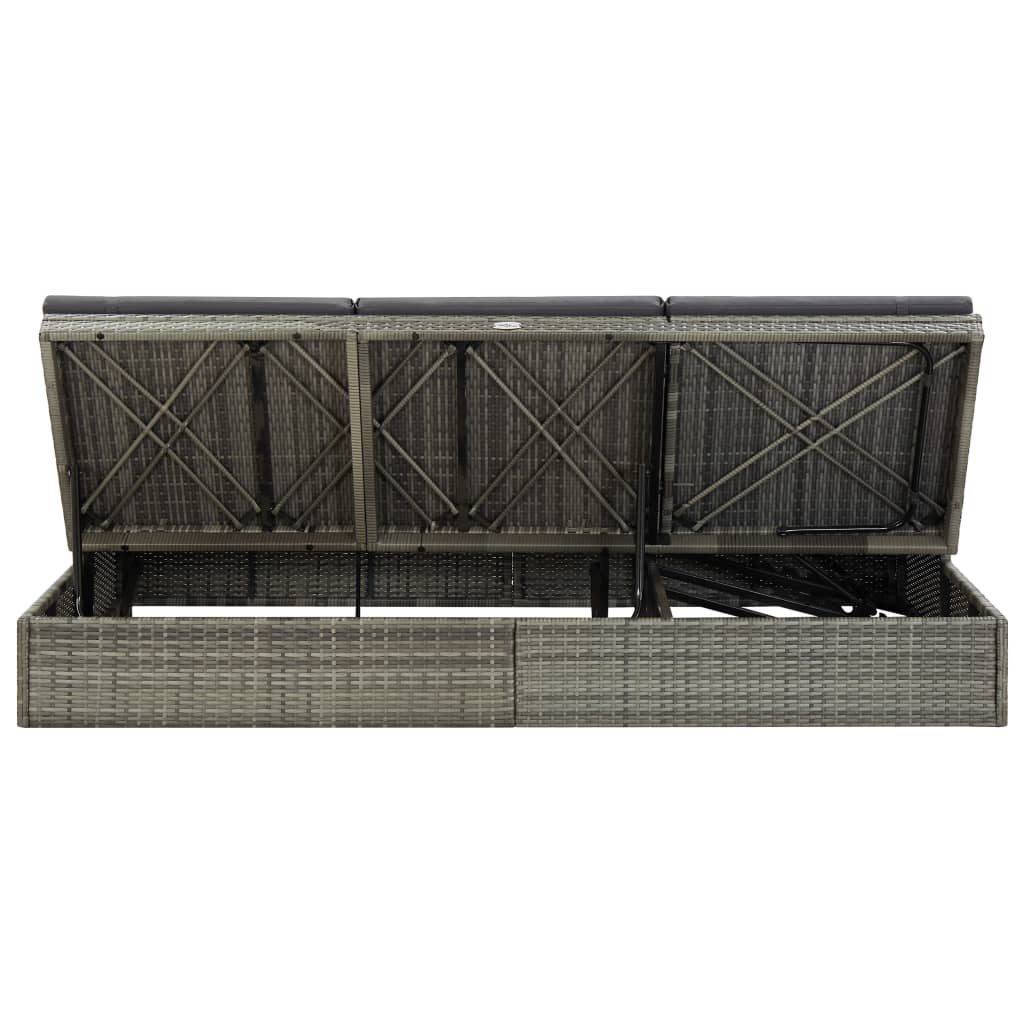 Bain de soleil avec coussin poly rotin gris