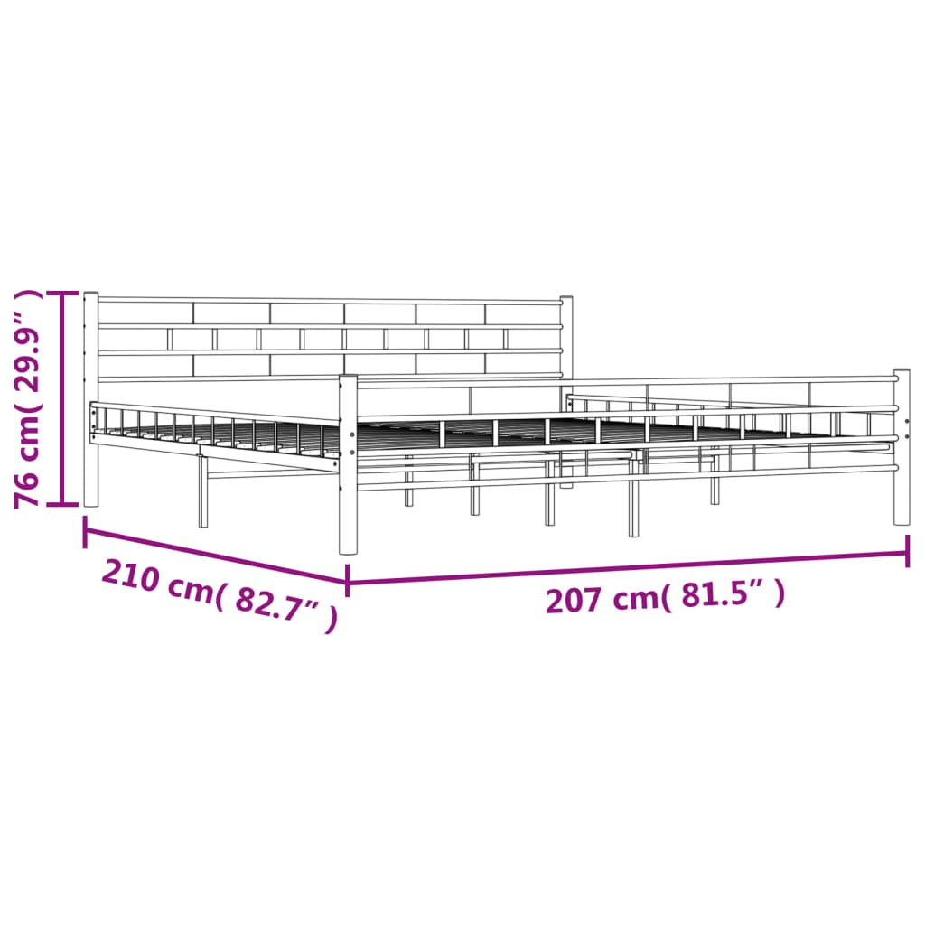 Bettgestell Weiß Metall 200×200 cm