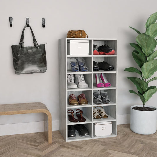 Étagère à chaussures gris béton 54x34x100,5 cm en bois