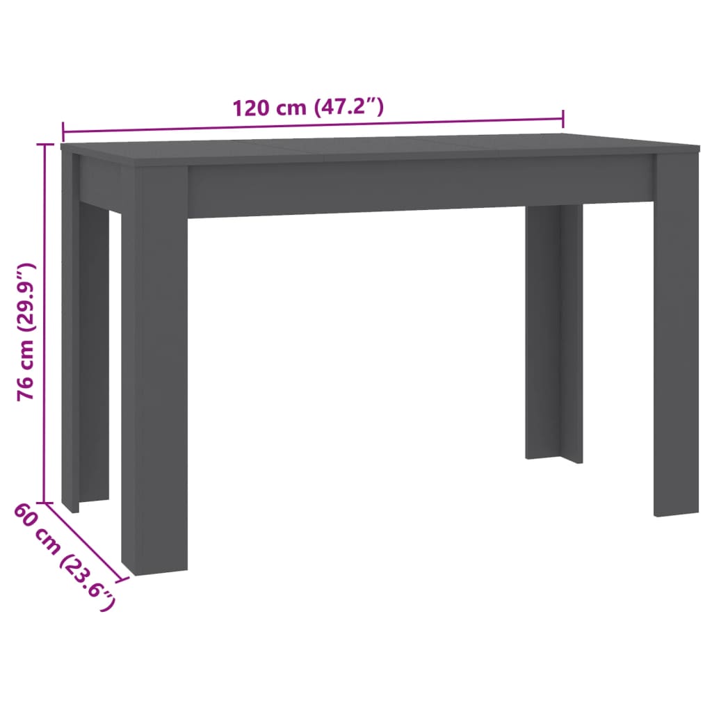 Esstisch Grau 120x60x76 cm Holzwerkstoff