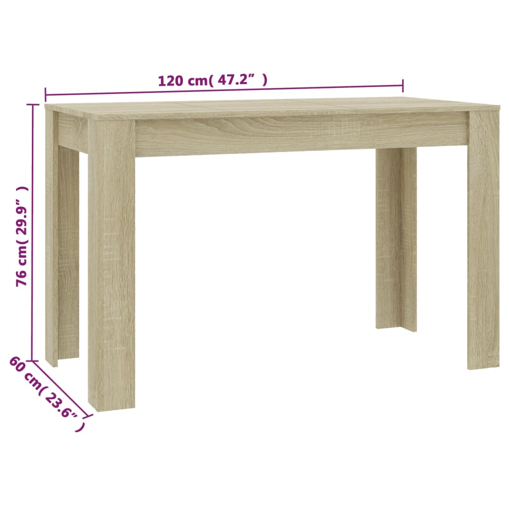 Table à manger chêne Sonoma 120x60x76 cm matériau bois