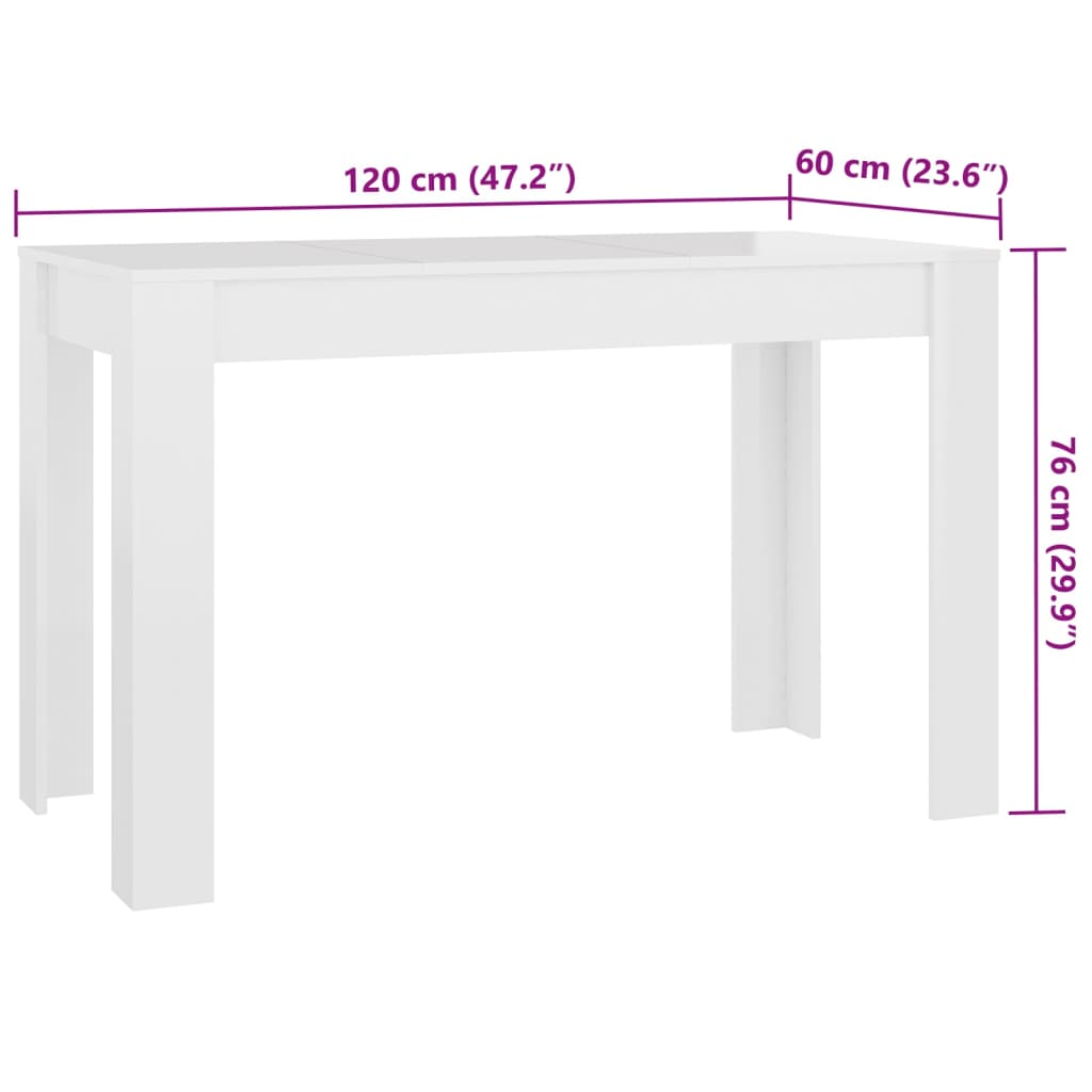 Esstisch Hochglanz-Weiß 120x60x76 cm Holzwerkstoff