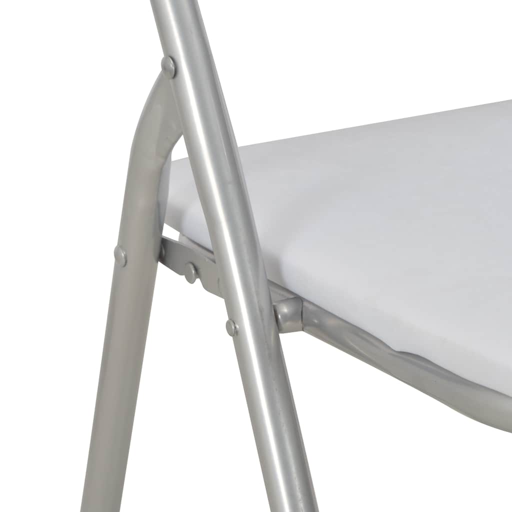 Klappstühle, 4 Stück, weißes Kunstleder