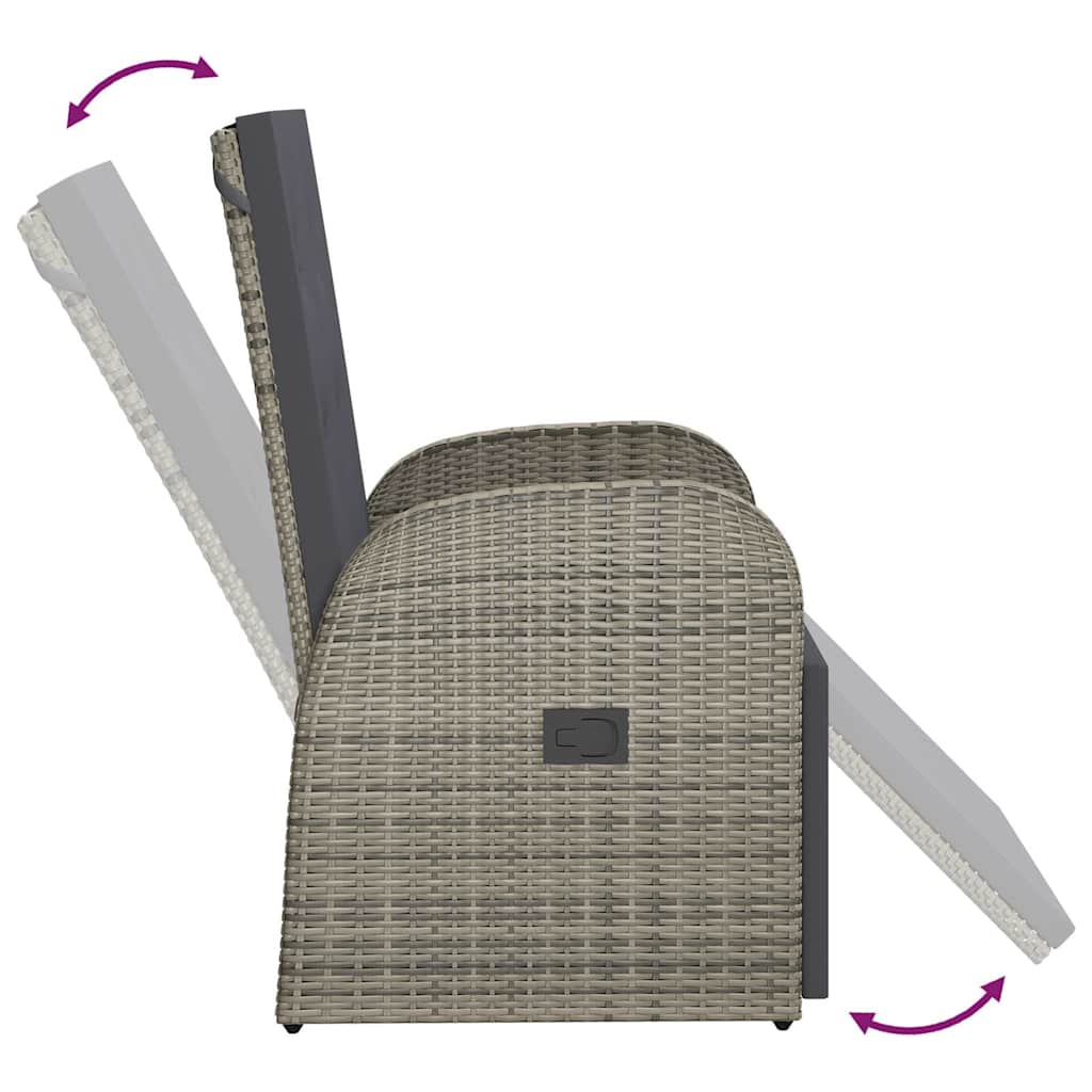 Garten-Liegestuhl mit Auflage Poly Rattan Grau