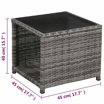 3-tlg. Bistro-Set mit Auflagen Poly Rattan Grau