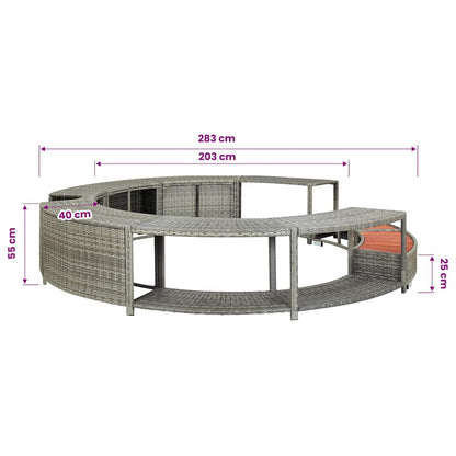 Whirlpool-Umrandung Grau Poly Rattan