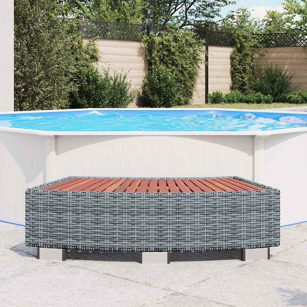 Spa-Einstiegsstufe Grau Poly Rattan 92×45×25 cm
