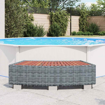 Spa-Einstiegsstufe Grau Poly Rattan 92×45×25 cm