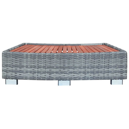 Spa-Einstiegsstufe Grau Poly Rattan 92×45×25 cm