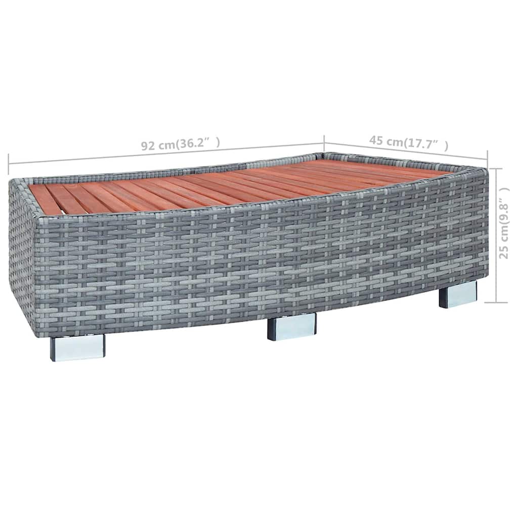 Spa-Einstiegsstufe Grau Poly Rattan 92×45×25 cm