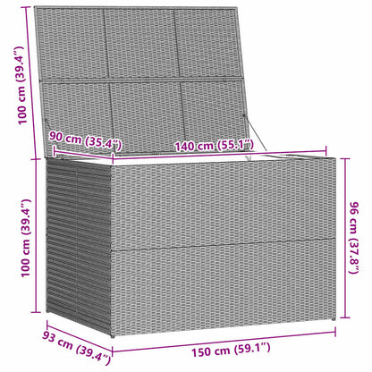 Garden-Auflagenbox Grau 150x100x100 cm Poly Rattan