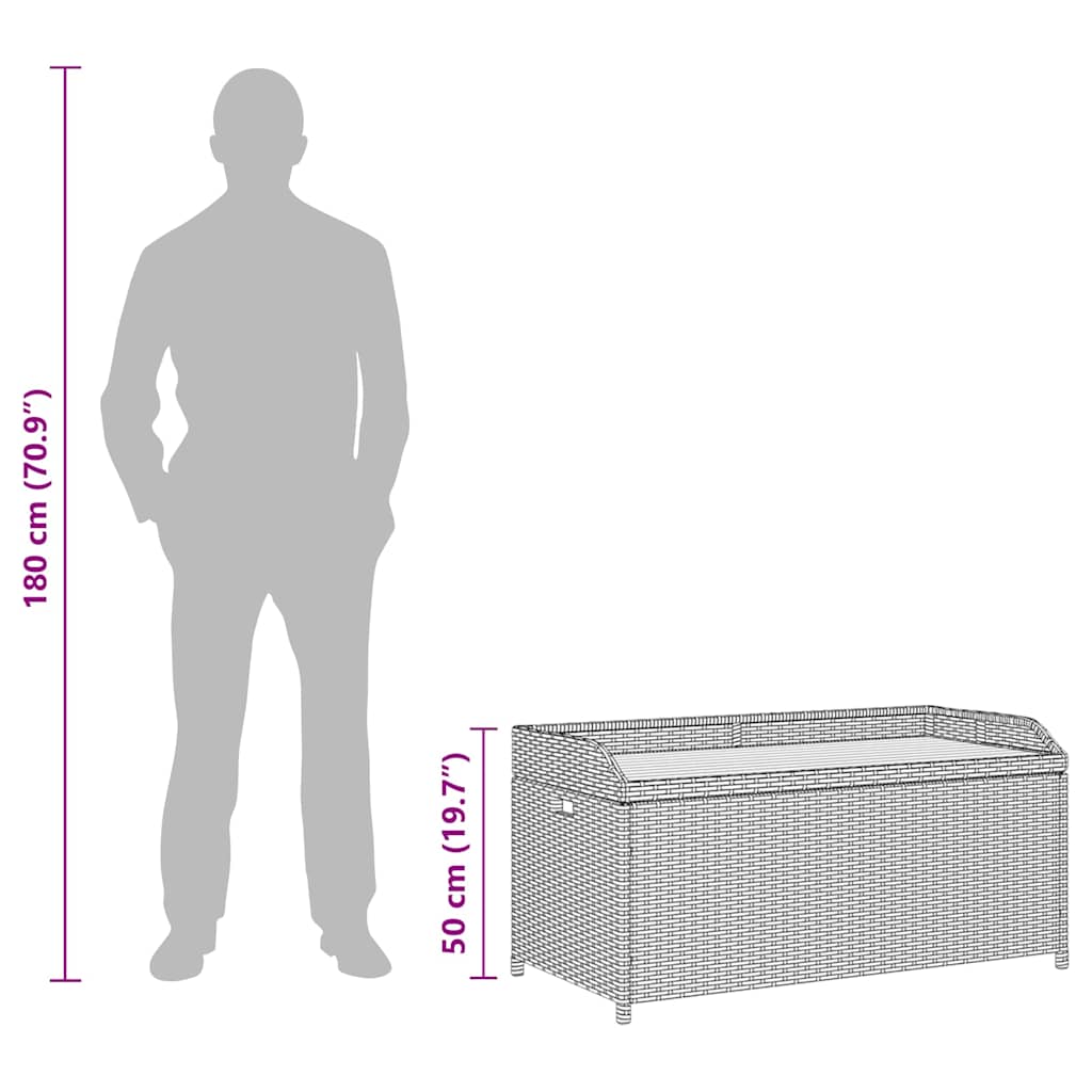 Sitzbank mit Stauraum 120 cm Poly Rattan Schwarz