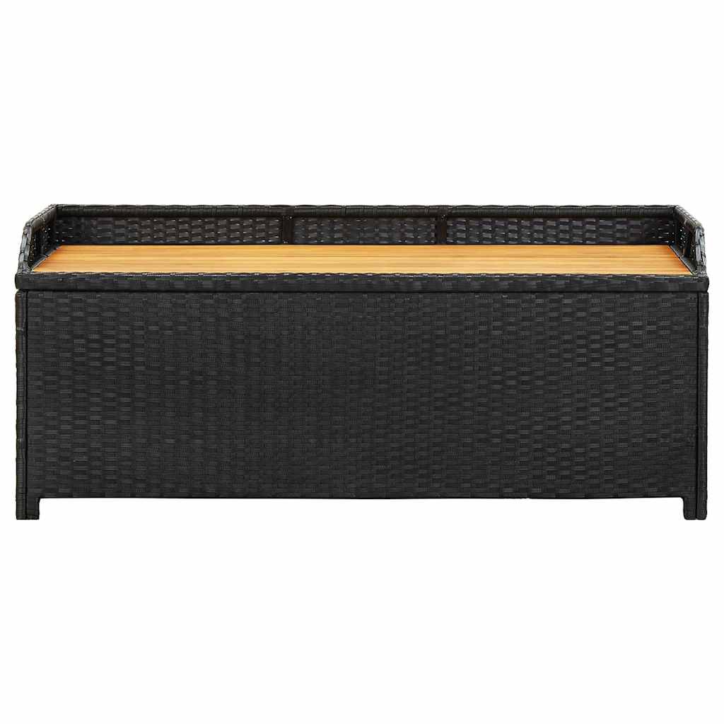 Sitzbank mit Stauraum 120 cm Poly Rattan Schwarz