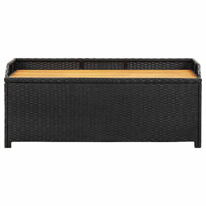 Sitzbank mit Stauraum 120 cm Poly Rattan Schwarz
