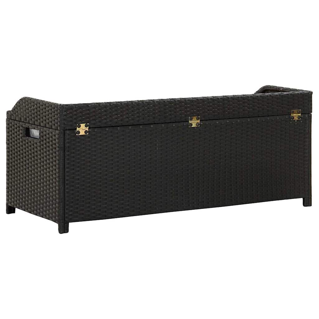 Sitzbank mit Stauraum 120 cm Poly Rattan Schwarz