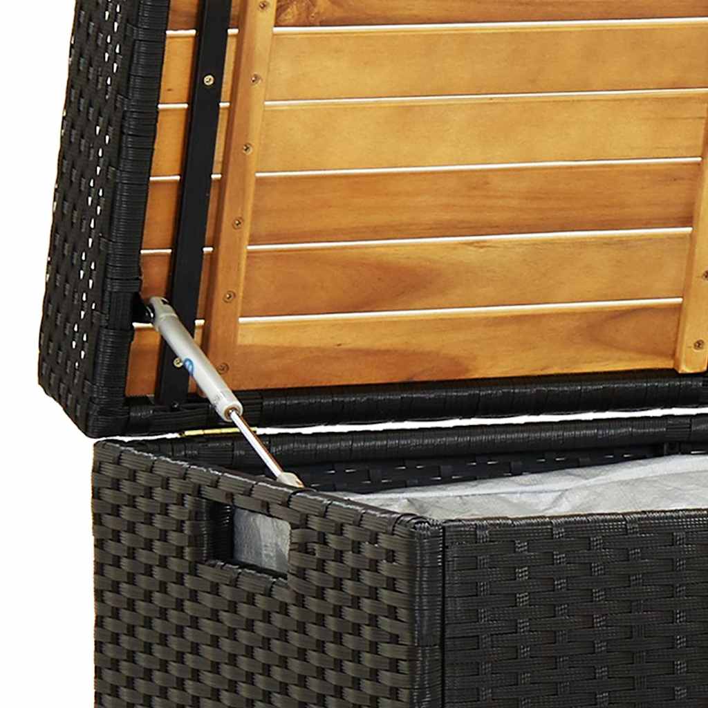 Sitzbank mit Stauraum 120 cm Poly Rattan Schwarz