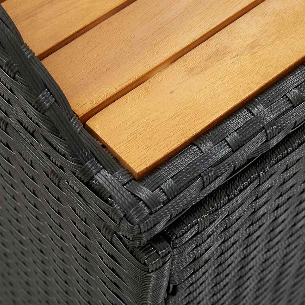Sitzbank mit Stauraum 120 cm Poly Rattan Schwarz