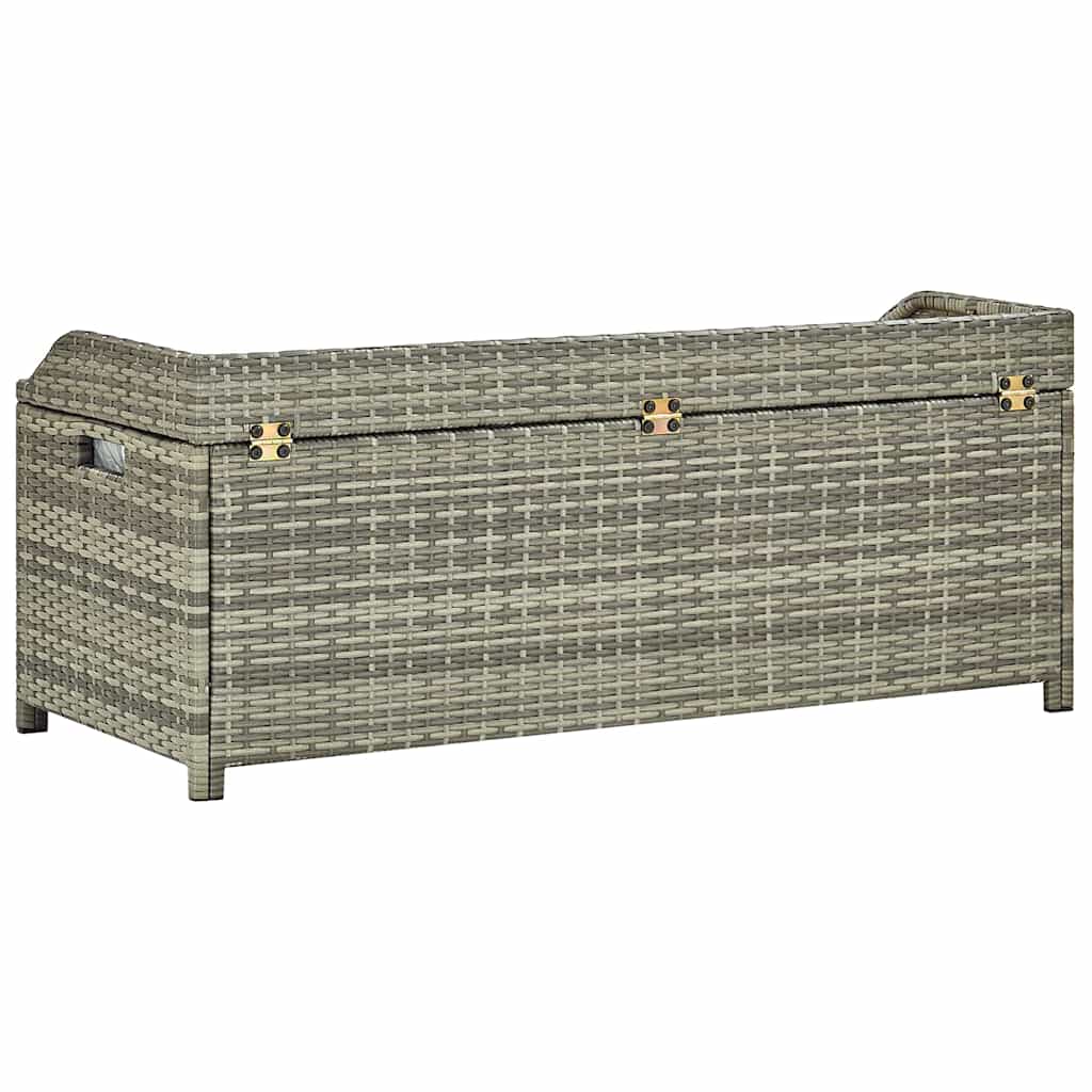 Gartenbank mit Stauraum 120 cm Poly Rattan Grau