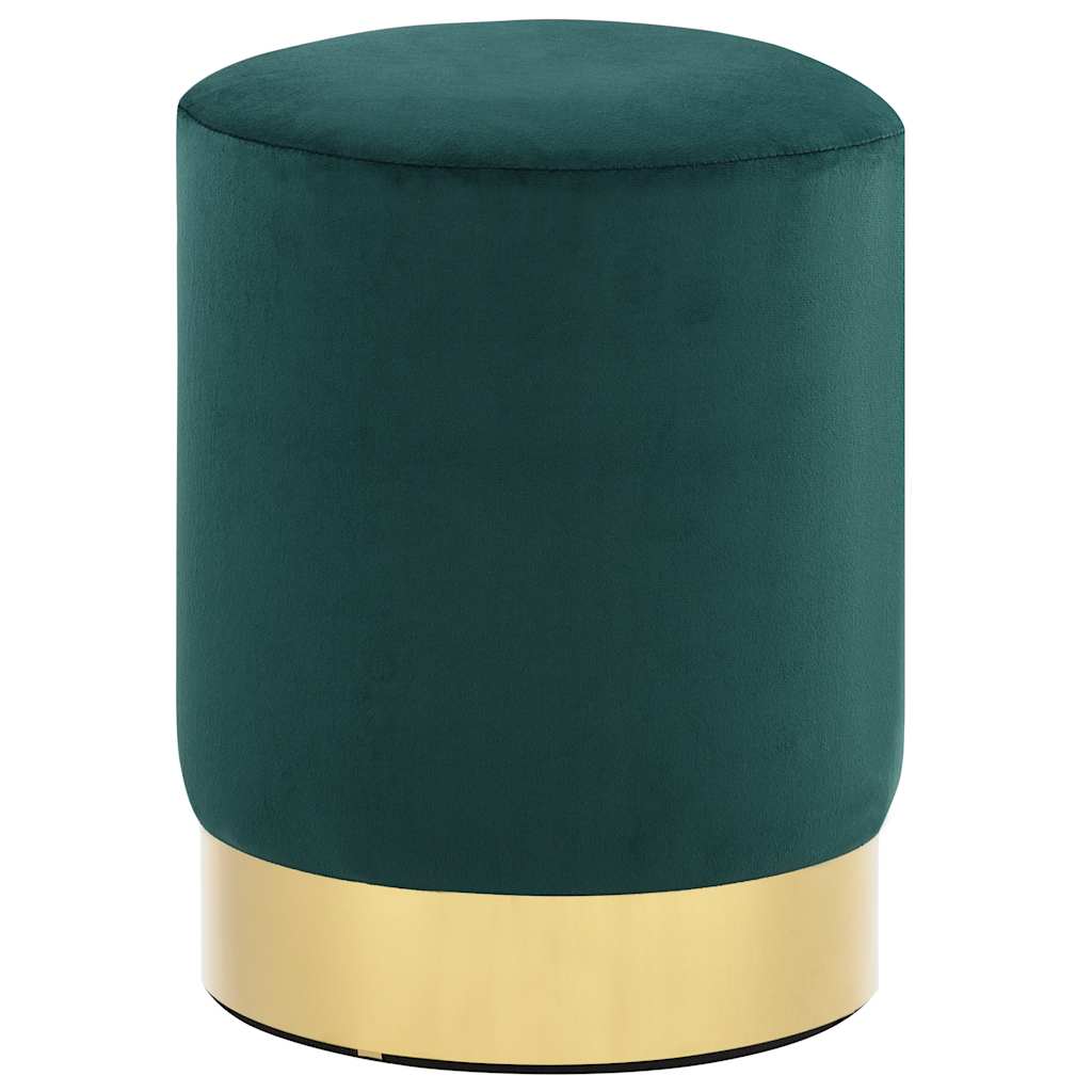Hocker Dunkelgrün und Golden Samt 28 x 36 cm