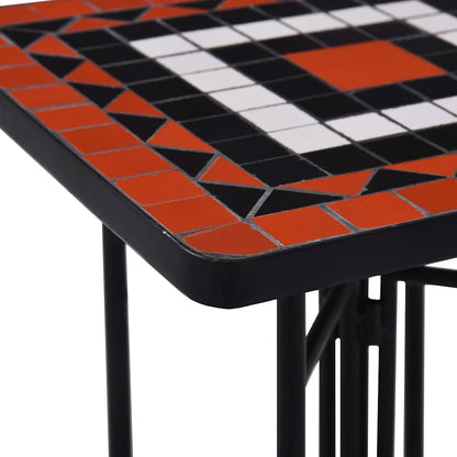 Beistelltisch Mosaik Keramik Terracotta und Weiß