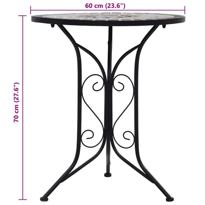 Mosaik-Bistrotisch Grau 60 cm Keramik