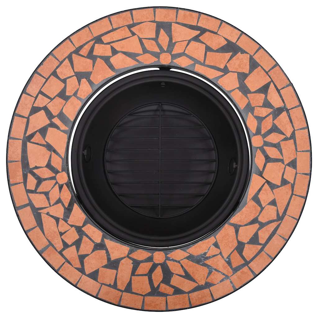 Feuerstelle Mosaik Keramik Terracotta 68 cm