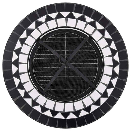 Feuertisch Mosaik Keramik Schwarz und Weiß 68 cm