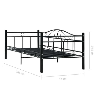 Tagesbett-Rahmen Schwarz Metall 90×200 cm
