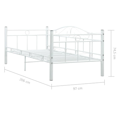 Tagesbett-Rahmen Weiß Metall 90×200 cm