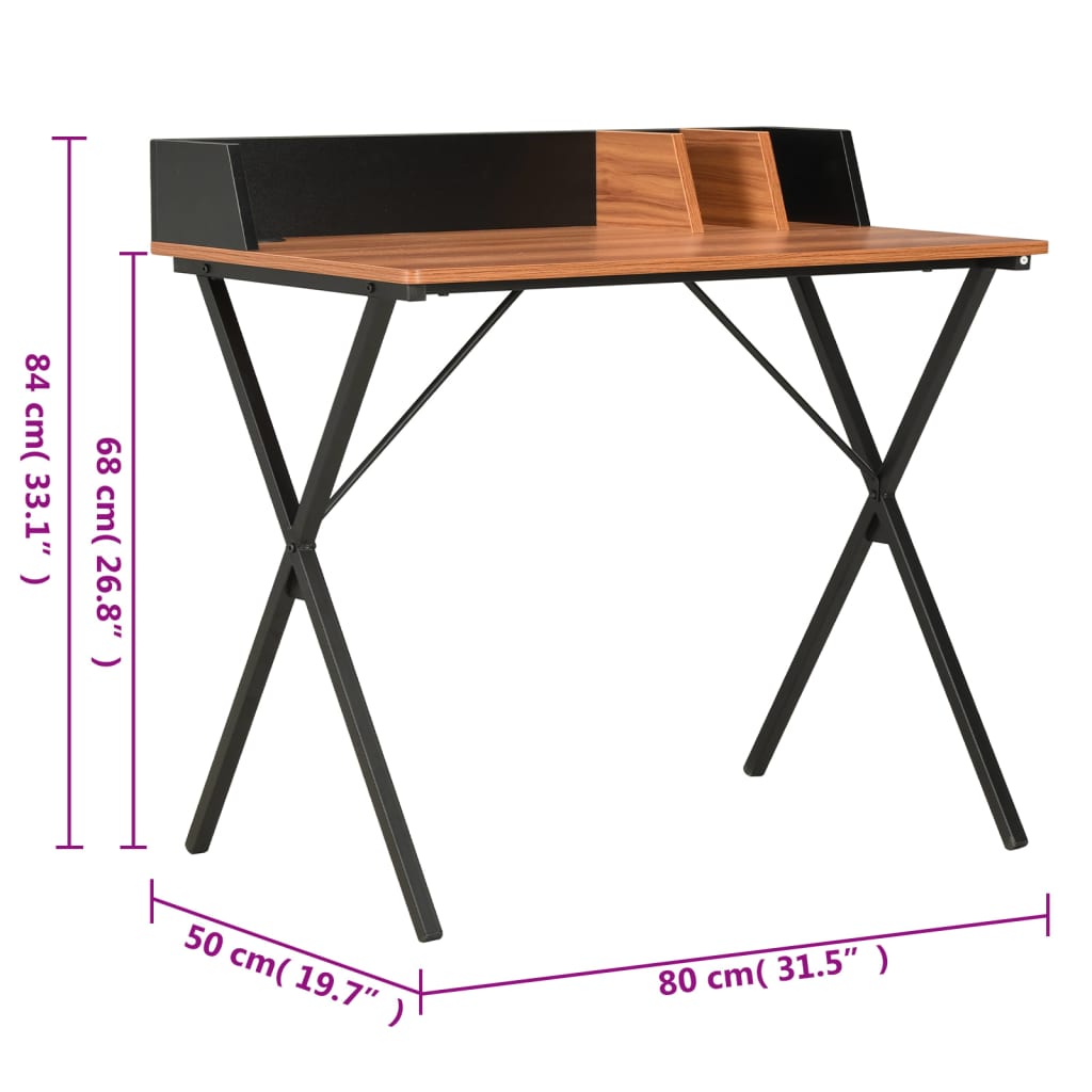 Schreibtisch Schwarz und Braun 80x50x84 cm