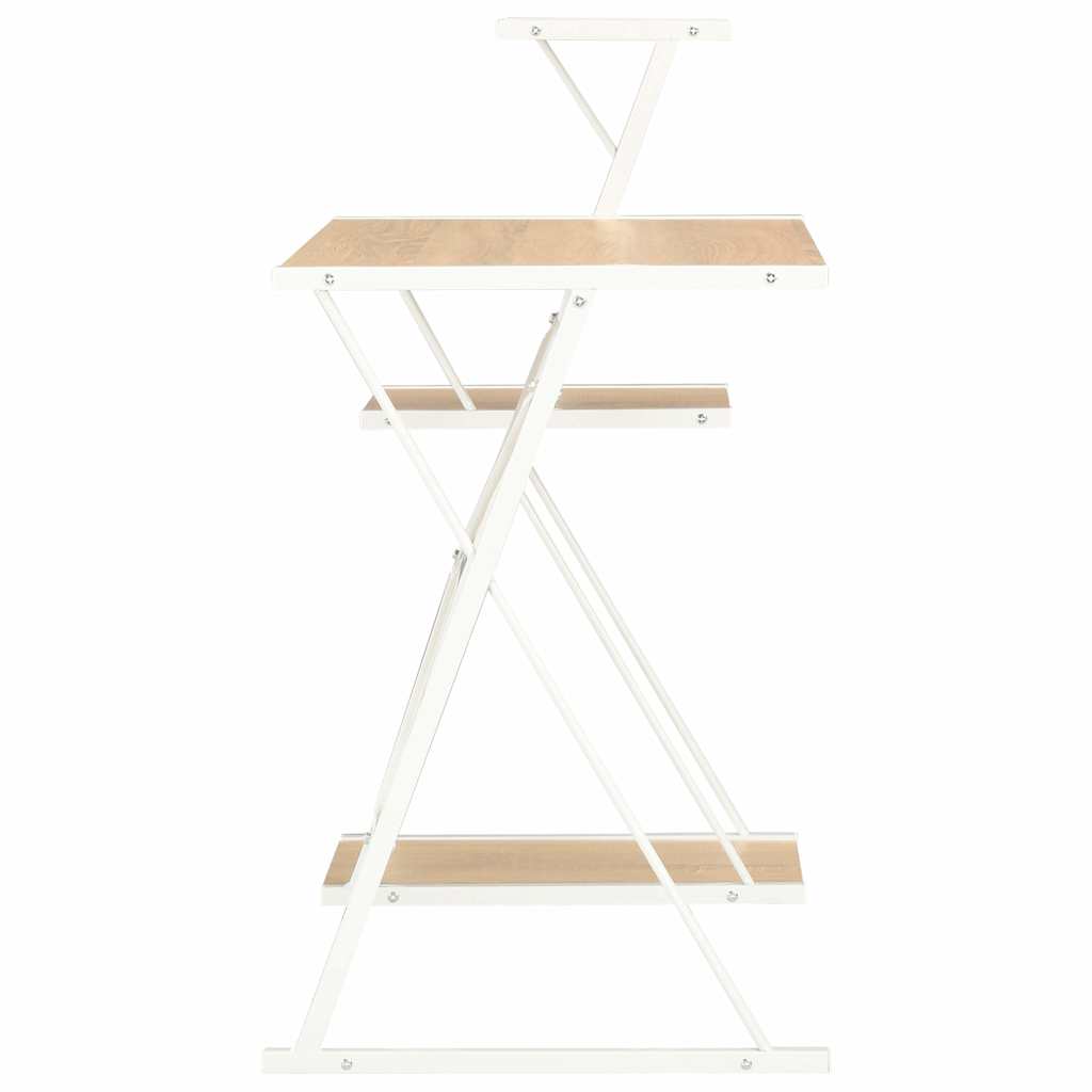 Schreibtisch mit Regal Weiß und Eiche 116×50×93 cm