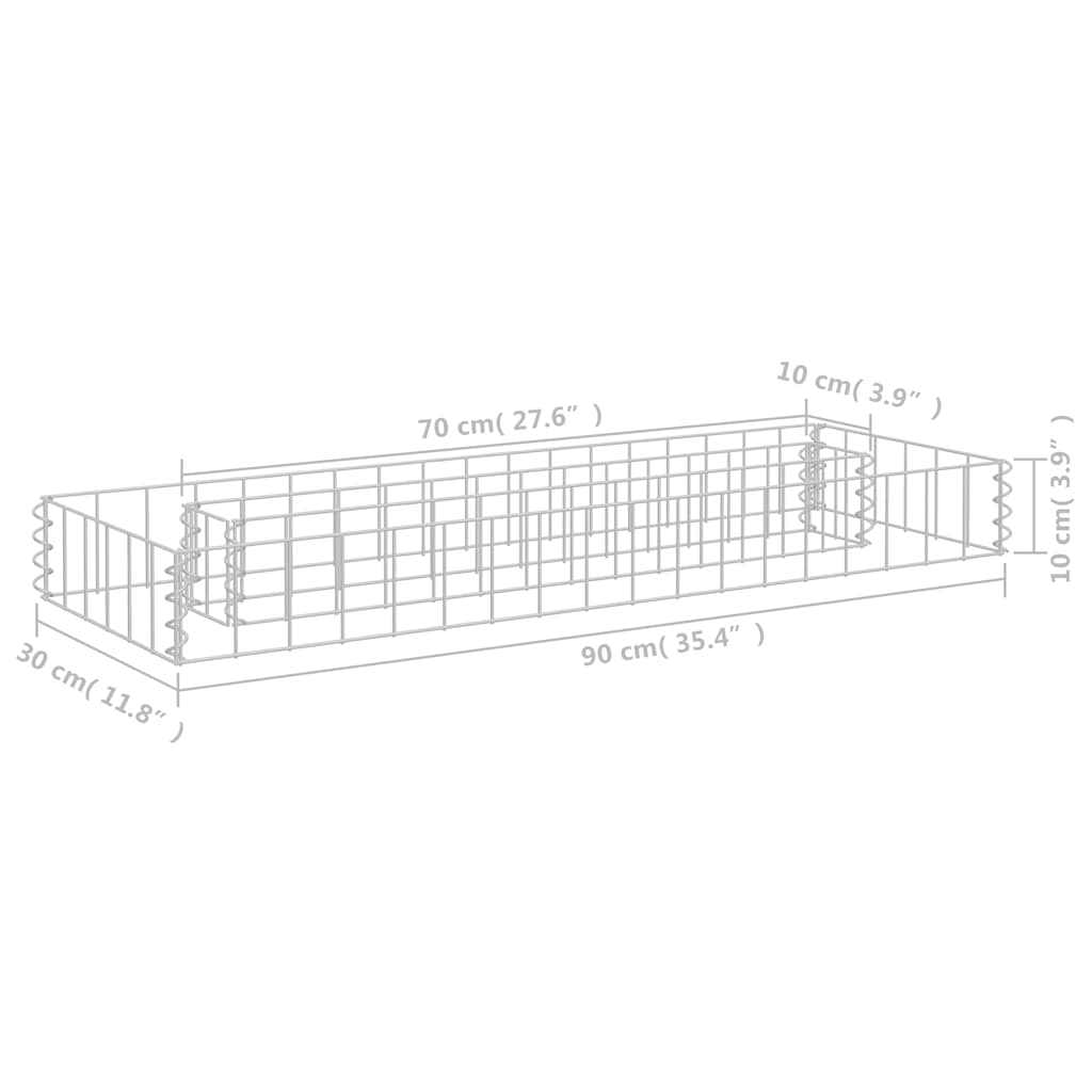 Gabionen-Hochbeet Verzinkter Stahl 90x30x10 cm