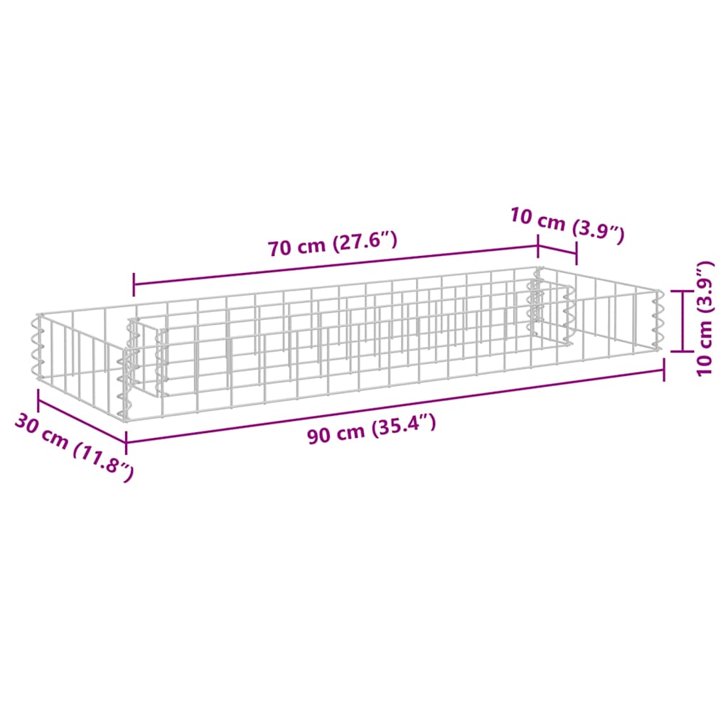 Gabionen-Hochbeet Verzinkter Stahl 90x30x10 cm