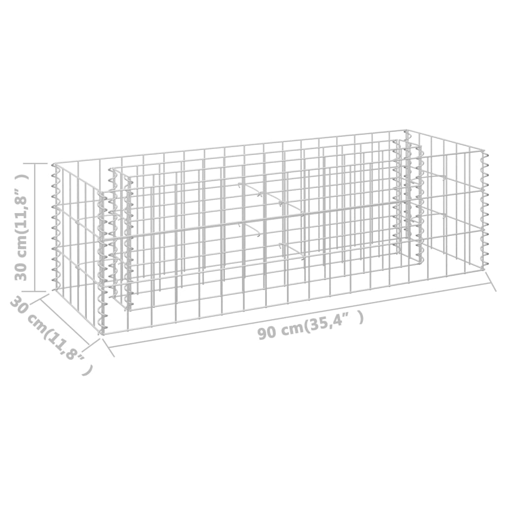 Gabionen-Hochbeet Verzinkter Stahl 90×30×30 cm