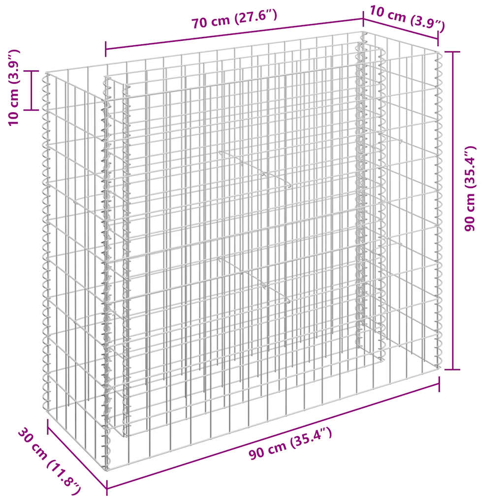 Gabionen-Hochbeet Verzinkter Stahl 90×30×90 cm