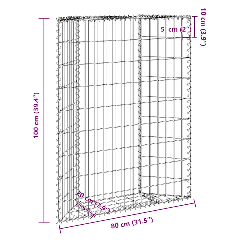 Gabionen-Hochbeet Trapezform Verzinkter Stahl 80x20x100 cm