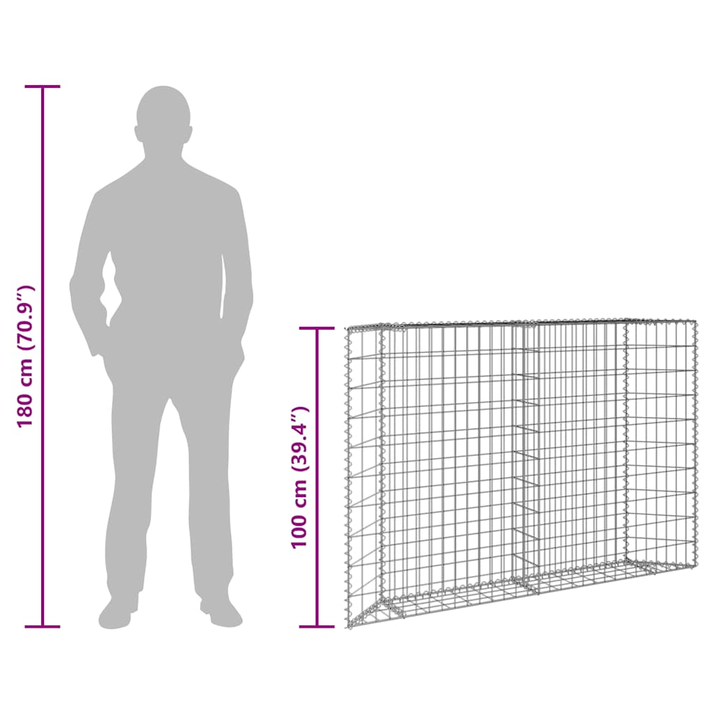 Gabionen-Hochbeet Trapezform Verzinkter Stahl 150x20x100 cm