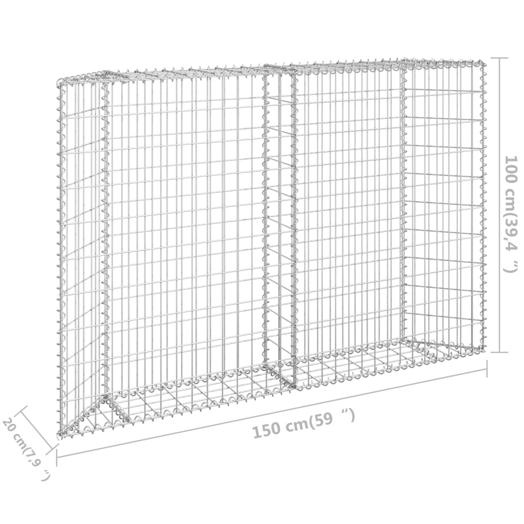 Gabionen-Hochbeet Trapezform Verzinkter Stahl 150x20x100 cm