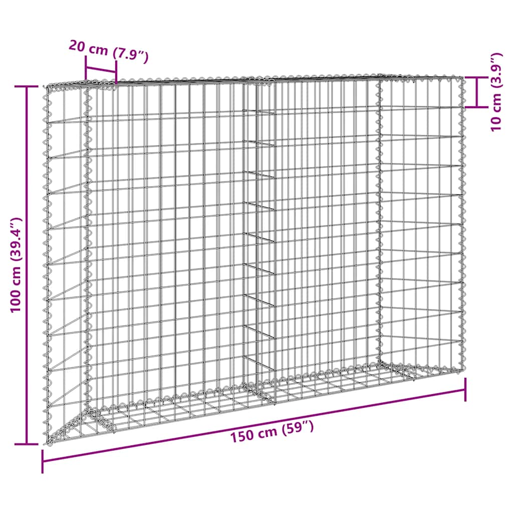Gabionen-Hochbeet Trapezform Verzinkter Stahl 150x20x100 cm