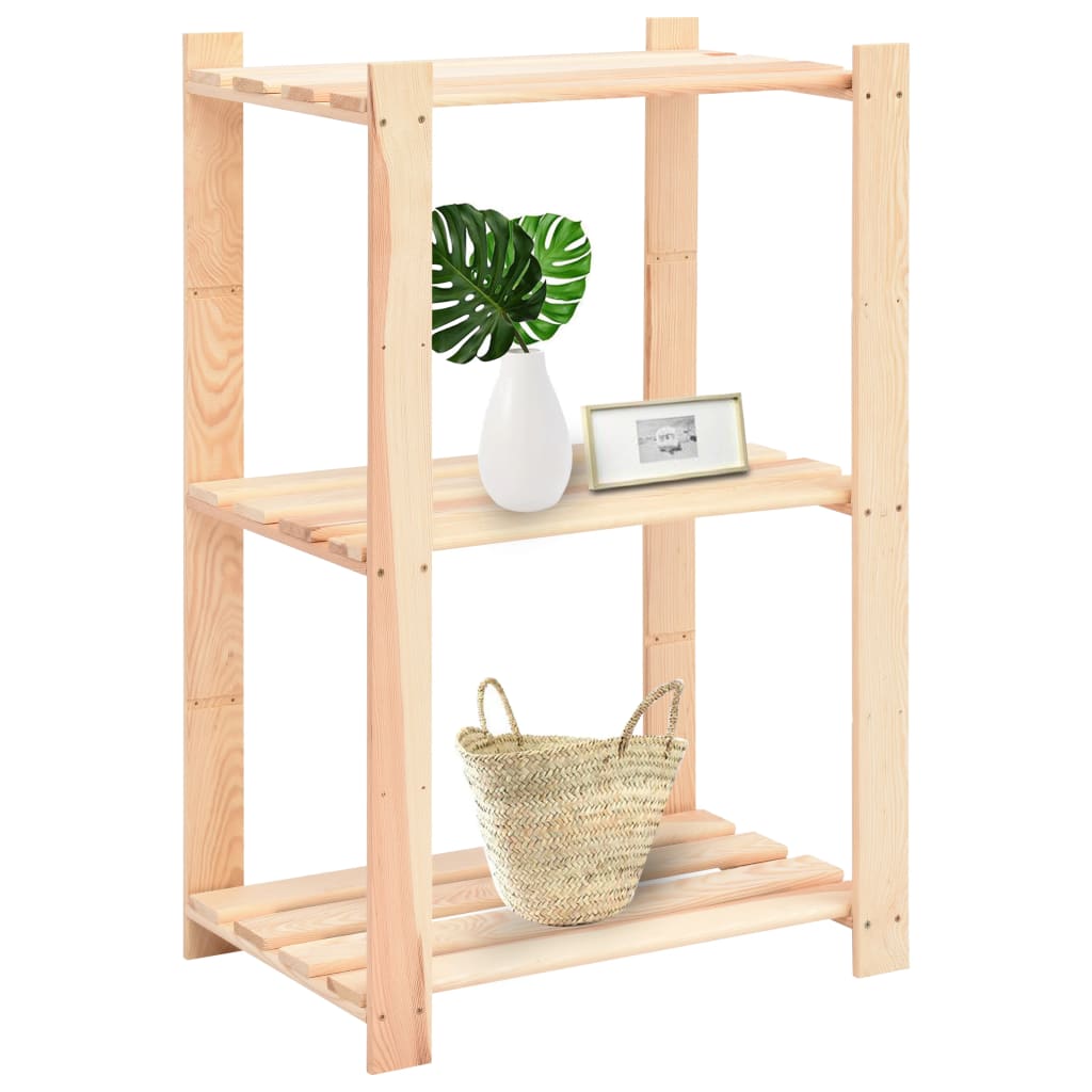 Étagère de rangement à 3 étagères 60×38×90 cm en pin massif 150 kg