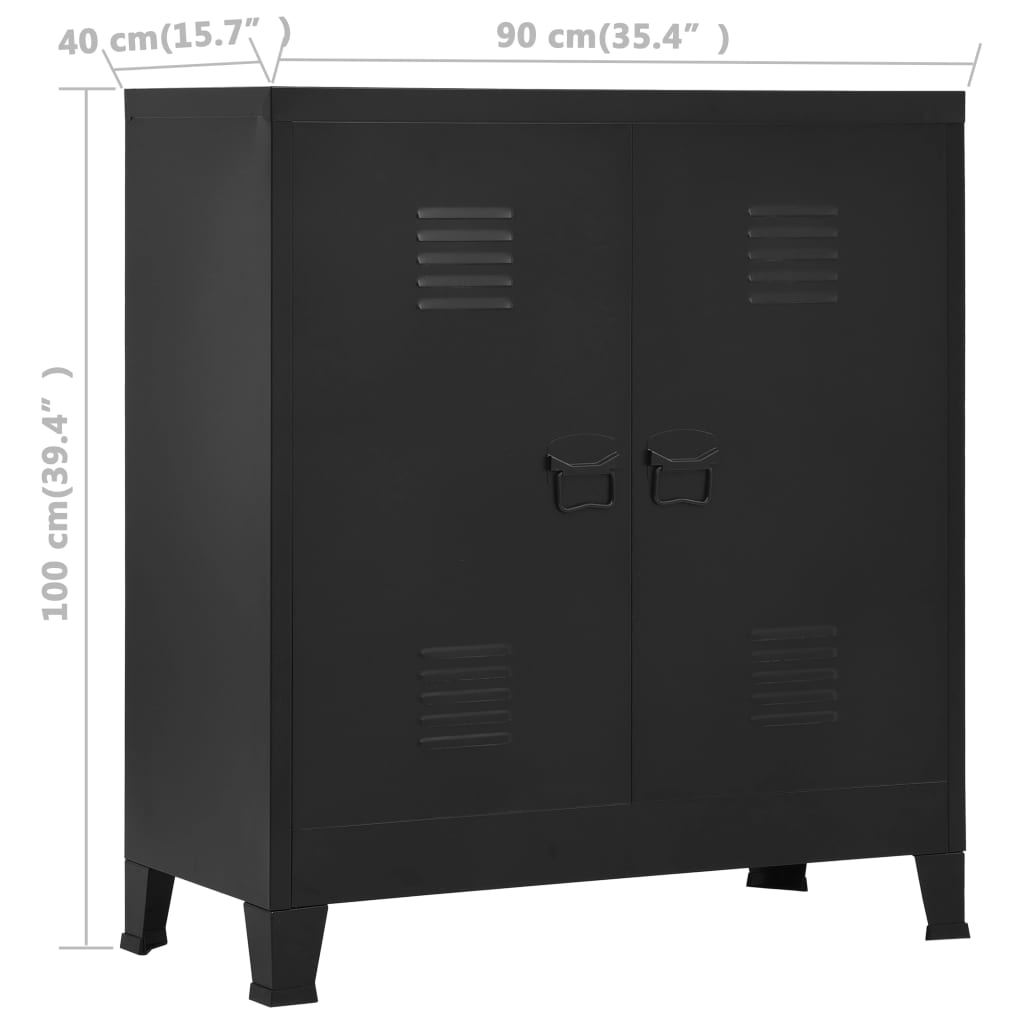 Storage cabinet Industrial Black 90x40x100 cm Steel