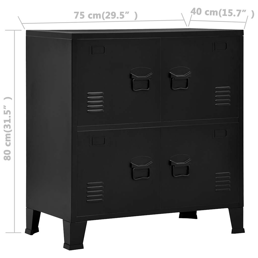 Storage cabinet Industrial Black 75x40x80 cm Steel
