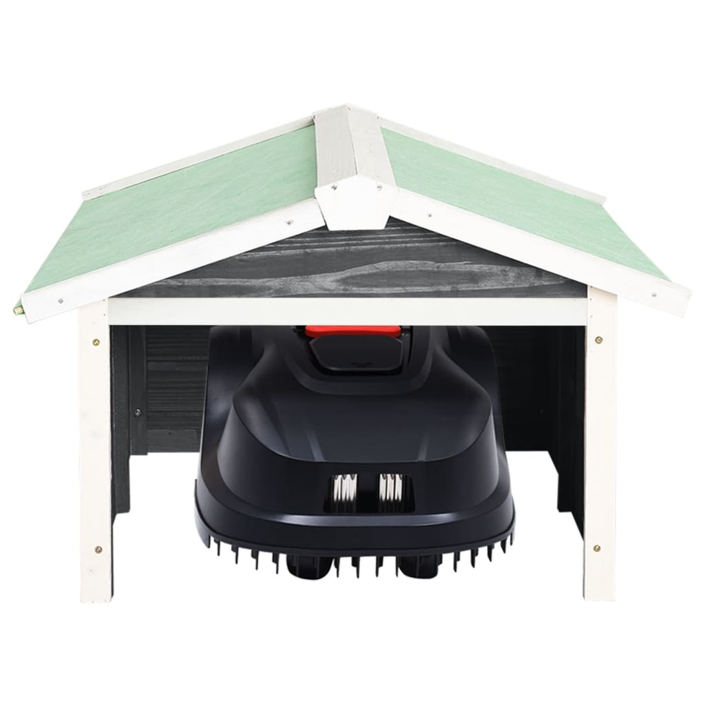 Roboter-Rasenmäher Garage 72x87x50 cm Grau Weiß Tannenholz