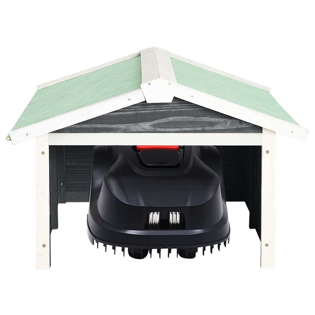 Roboter-Rasenmäher Garage 72x87x50 cm Grau Weiß Tannenholz