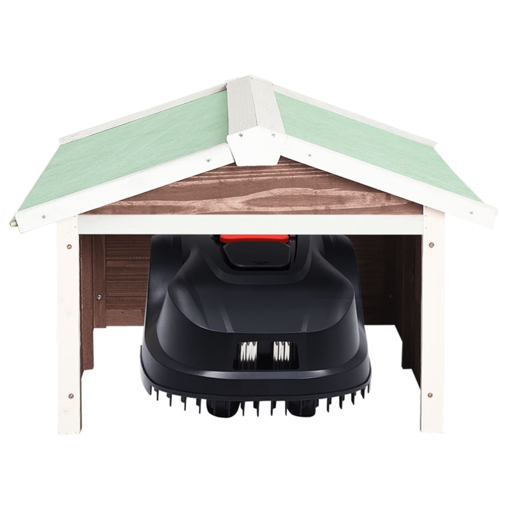 Roboter-Rasenmäher Garage 72x87x50 cm Mocca Weiß Tannenholz