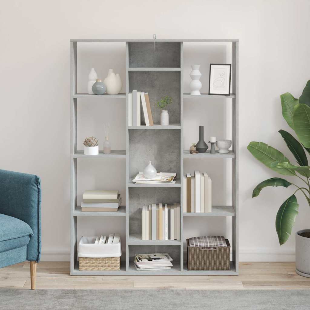Raumteiler/Bücherregal Betongrau 100x24x140 cm Holzwerkstoff