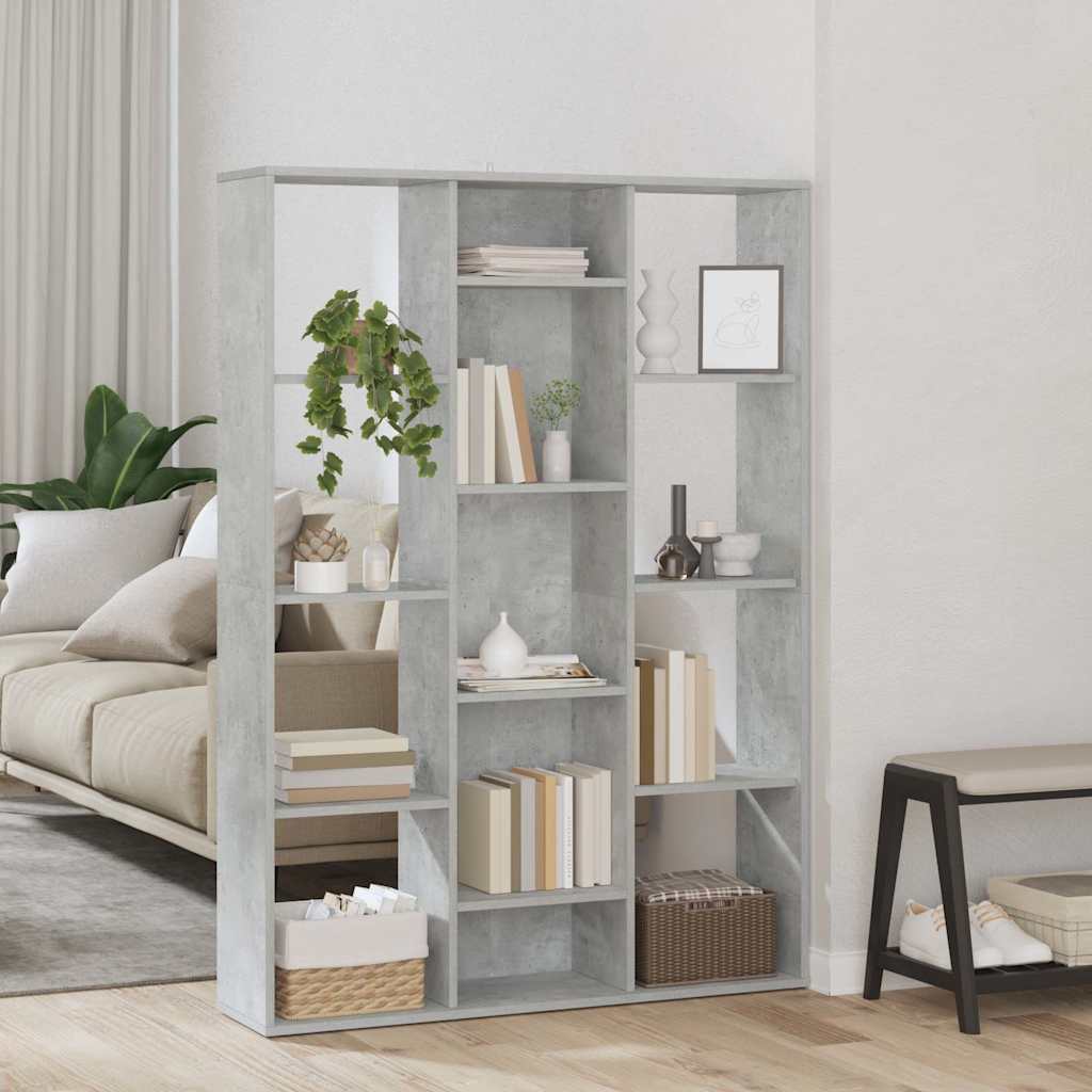 Raumteiler/Bücherregal Betongrau 100x24x140 cm Holzwerkstoff