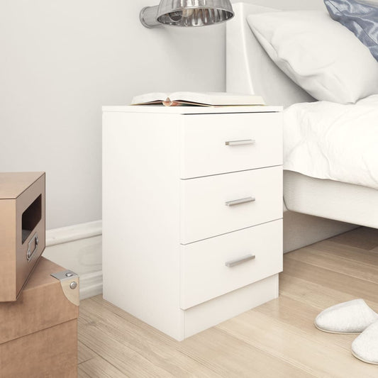 Bedside Table White 38x35x56 cm Wood Material