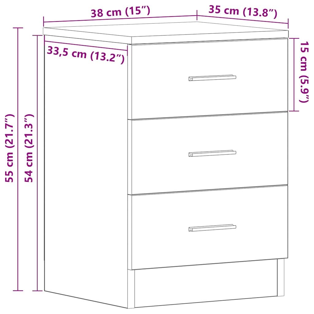 Nachttisch Betongrau 38x35x56 cm Holzwerkstoff